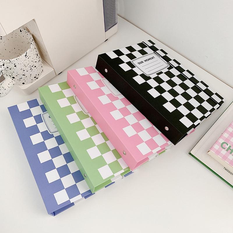 A5 Plaid Pattern Binder Cover Kpop 3 Inch Photo Card Album Idol Picture Poka Scrapbook Storage Book Replace Inner Pages Supplies