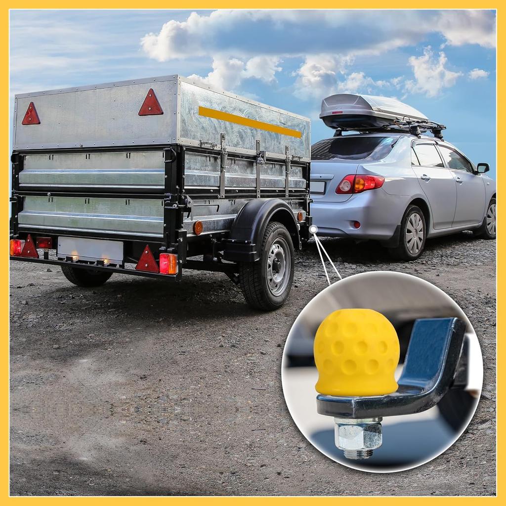 Universal Trailer Hitch Ball Cover Waterproof Dustproof 50mm ID Yellow for Car Truck RV Boat Auto Replacement Parts