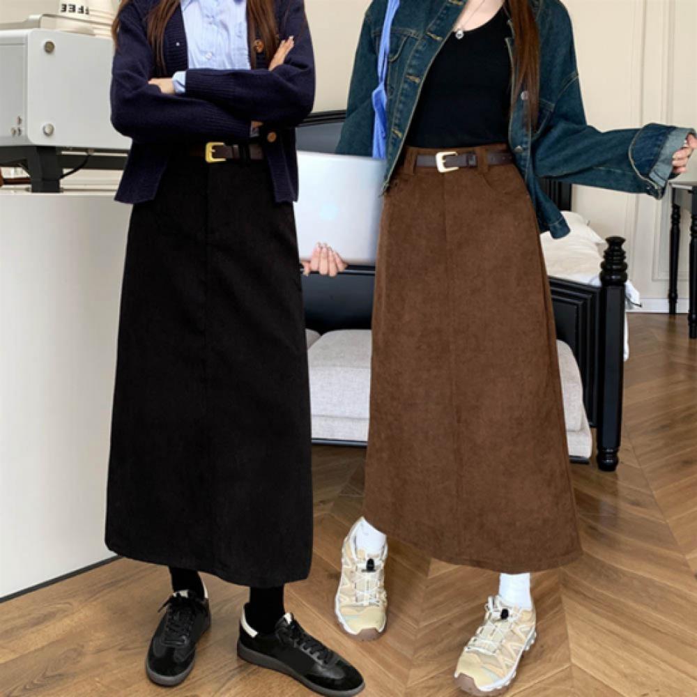 New ArrivalS Open Run Women S Corduroy Maxi Skirt Fall Long Skirt Slit