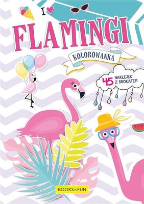 Coloring Book with Stickers - Flamingos