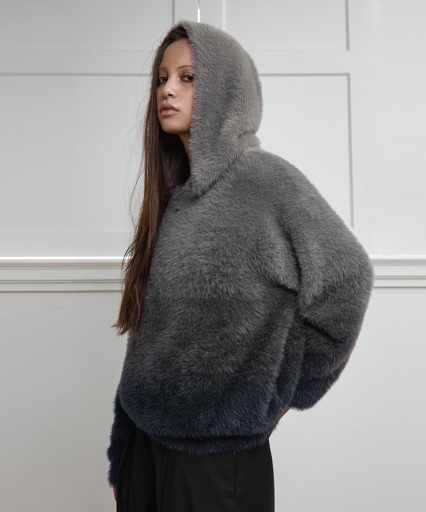 Teulimingbeodeu Gradient Hoodie Knit Pullover [ Gray ]
