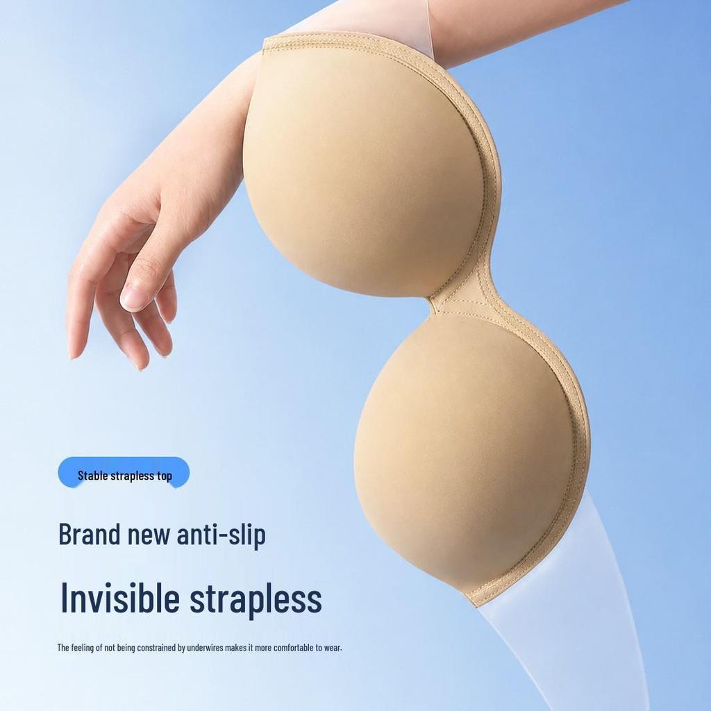 Invisible Push-Up Strapless Bra with Anti-Slip Nipple Covers