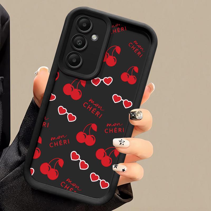 Handyhülle für Samsung Galaxy A55 A52 A33 Hüllen A24 A15 A12 A23 A22 5G A54 A52s A53 A14 funda Abdeckung Cartoon Einfache Kirschfrucht