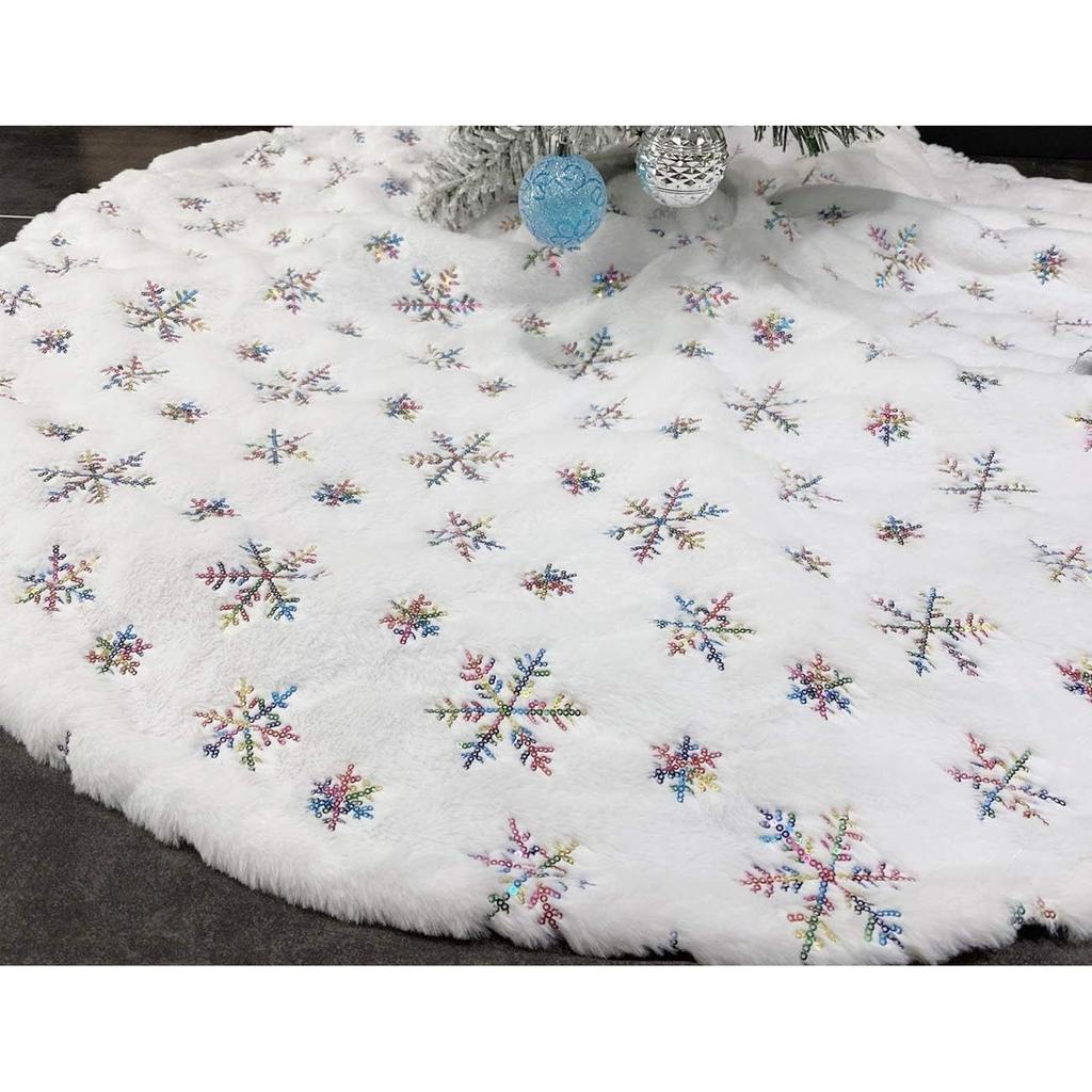 Christmas Tree Skirt Luxury Faux Fu-r Tree Skirt Christmas Decorations Holiday Thick Plush Tree Xmas Ornaments