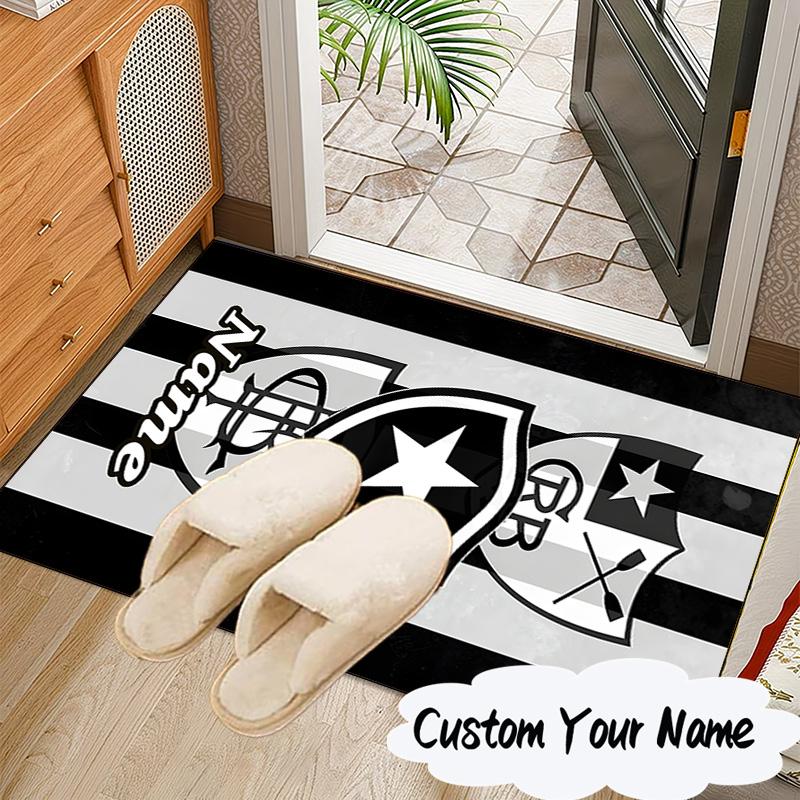 Custom Name Botafogo Emblem Rug for Living Room, Game Rooms, Office, Bedroom, Floor Mat Playful Design, Fan Gifts Christmas Decor