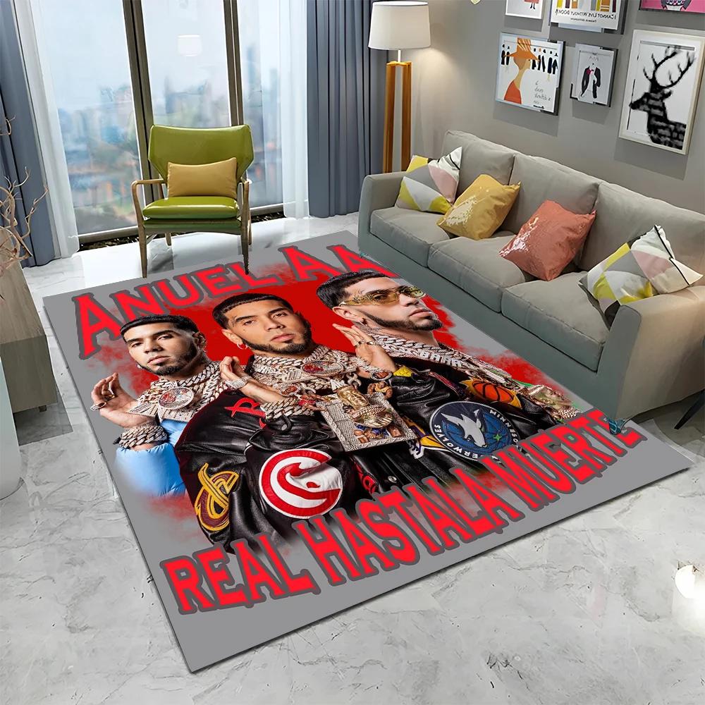 Free Anuel AA Rapper Hip Hop Singer Carpet Rug for Home Living Room Bedroom Sofa Doormat Decor,kids Area Rug Non-slip Floor Mat