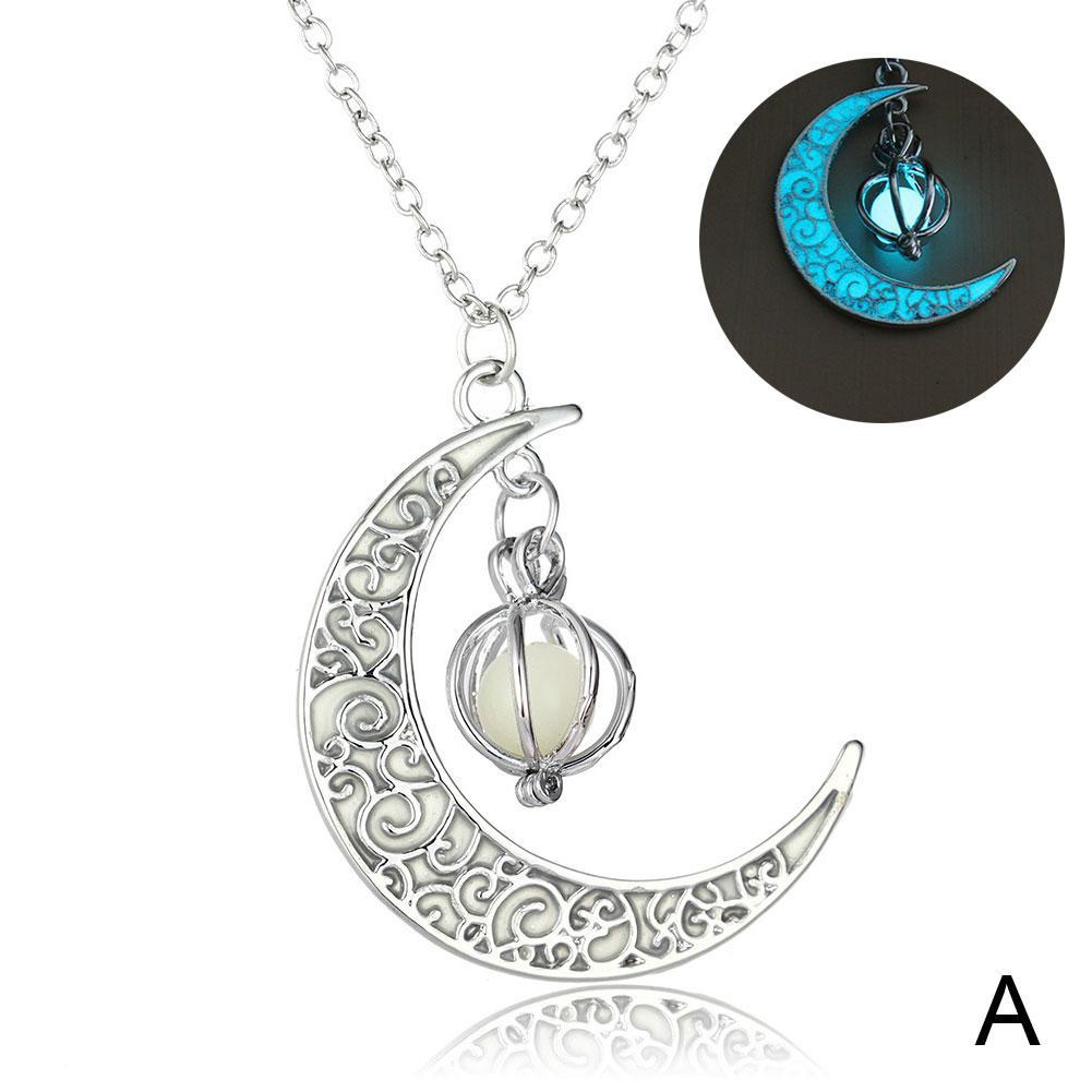 Buy Moon Glowing Necklace Gem Charm 