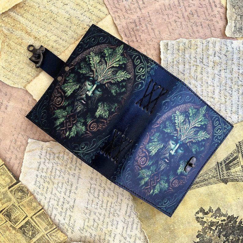 Leather Notebook Diary Travel Journal Leather Journal Leather Sketchbook Writing Gift for Her with Deckle 200 Page & Clock Tree Face