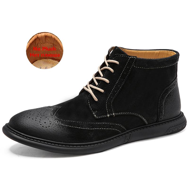 

Зимние теплые мужские сноубутсы из натуральной кожи, мужские ботинки, удобные броги, мужские ботильоны, уличные мужские челси 38