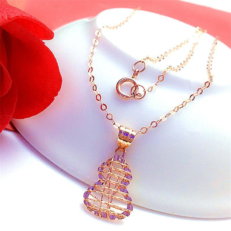 Фиолетово-золотой матовый кулон-тыква, простой и изысканный, с покрытием из цветного золота, розовая золотая цепочка-ожерелье для женщин