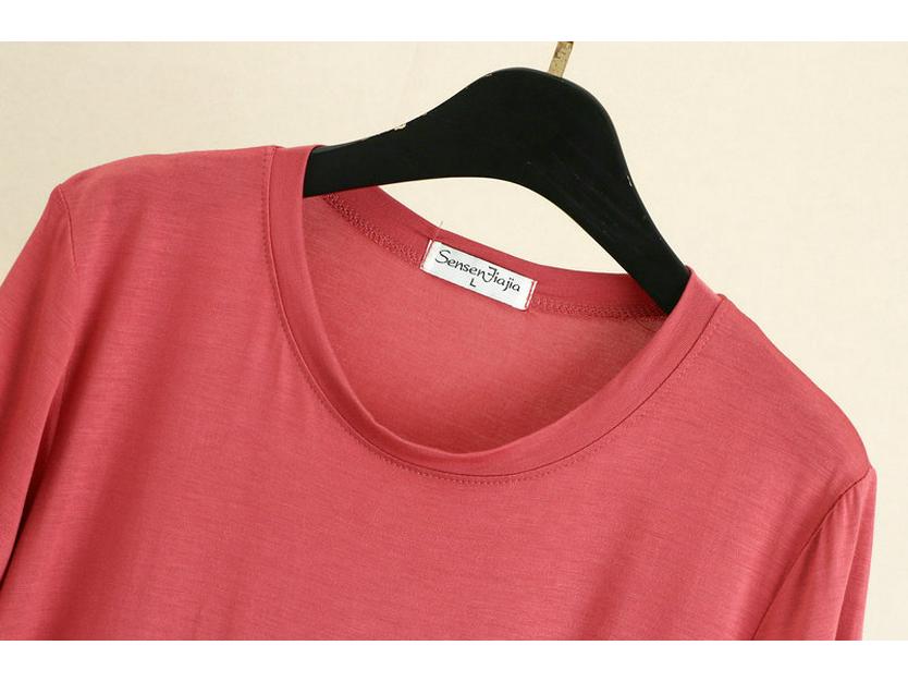 Women's Summer Modal Ruffle Trim T-shirt - Short Sleeve, Loose-Fit, Slimming Half Sleeve