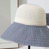 New Summer Outdoor Travel Fashion Versatile Striped Big Brim Hat Bucket Hat Women Ins Rollable Visor