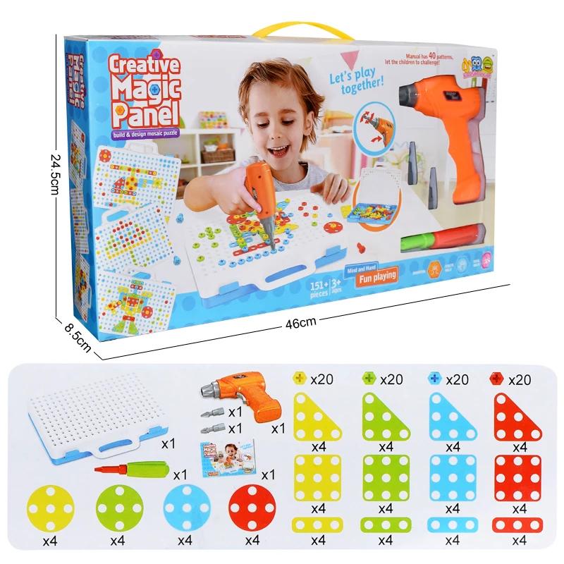 Yaratıcı İnşaat Oyuncakları Seti Montajlı Kendin Yap Oyun Seti Çocuklar İçin Elektrikli Matkap Oyuncakları Eğitici STEM Oyuncakları Erkekler Kızlar İçin Hediye