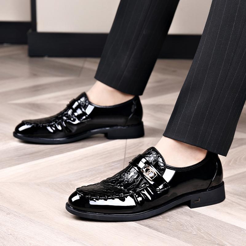 Loafers men's formal British style men's shoes new bright leather glossy foot cover trendy men's business casual leather shoes