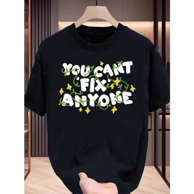 European Sizes Men's Retro Letter Print Short-sleeved T-shirt, with Various and Flexible Design Styles