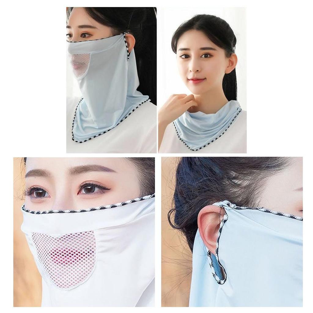 Ice Silk Mask Summer Breathable Mesh Cycling UV Protection Bandana Mask Moister Wicking Outdoor Neck Gaiter Women Face Cover