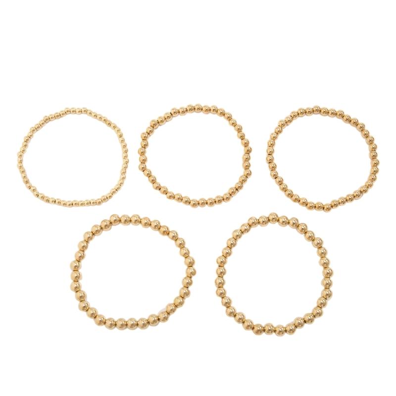 Pack of 5 Handmade Metal Beaded Bracelet Set Stackable Beaded Hand Chain Elegant Jewelry Gift For Any Occasion