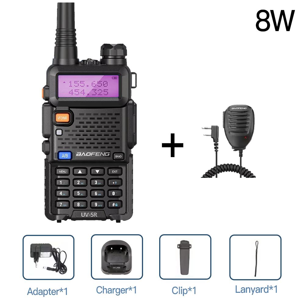 Baofeng UV-5R 8W Tri-Power Walkie Talkie High Power Dual Band Long Range 128CH Portable Handheld UV 5R Amateur FM Two Way Radio