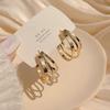 New retro Hong Kong style French earrings women's simple personality temperament earrings fashion metal ear buckles earrings