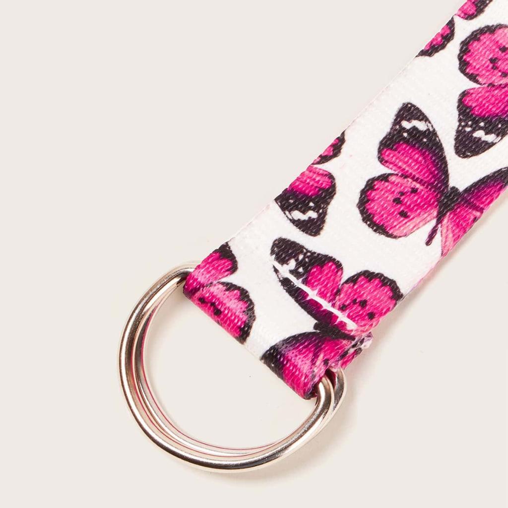 New European and American Casual Jeans In Spring and Summer D-button Printed Webbing Butterfly Belt