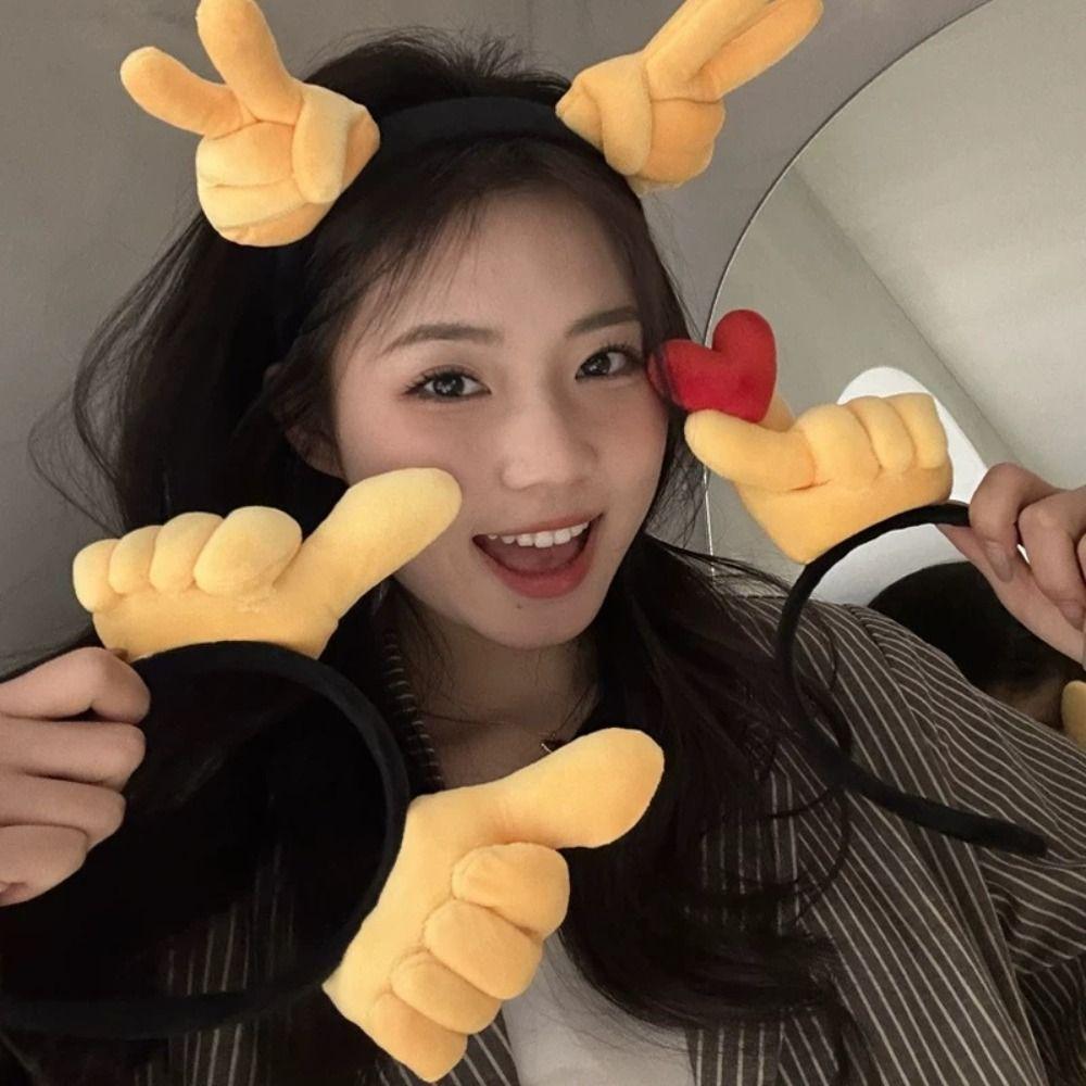 

Plush Plush Hairband Give the Thumbs-up Cosplay Hair Hoop Funny Funny Gesture Headband Party Style C