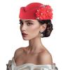 Cappello Pillbox da Donna Fiori Berretti Vintage Britannici in Feltro Cappellino per Chiesa Festa del Tè Accessorio