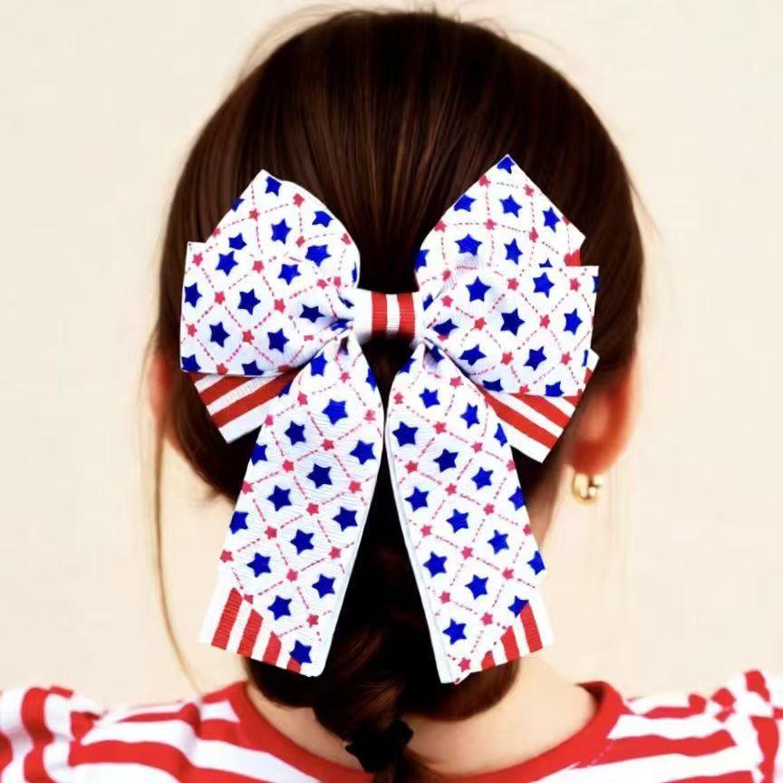 New Football Star Bow Hair Clips - Double Layer Sports Hairpins