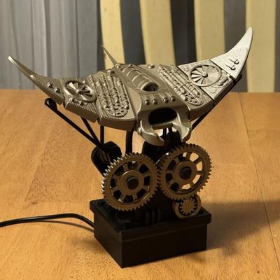 3D Printed Bionic Manta Ray Ornament Mechanical Ocean Animal Decoration with Music for Home Office Desk Tabletop Decor