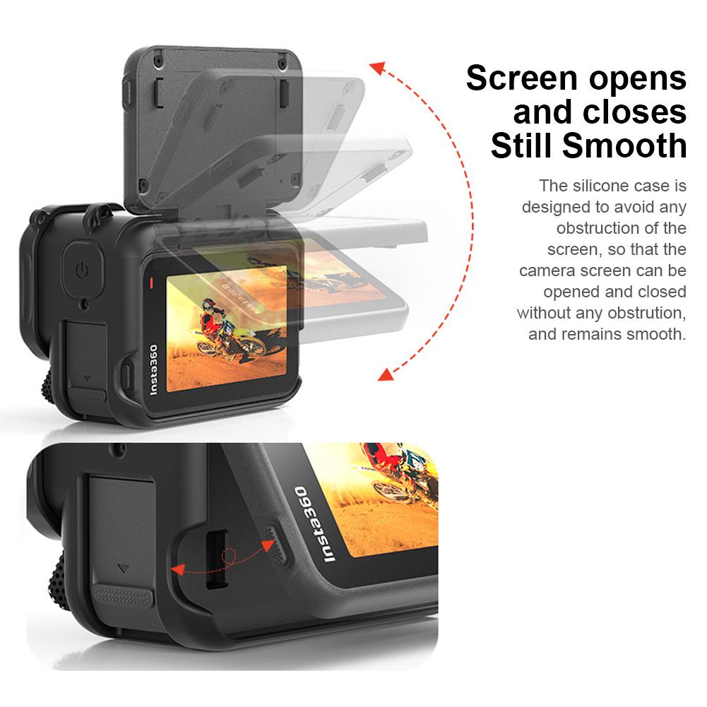 Für Insta360 Ace Pro 2 Silikon-Schutzhülle Stoßfeste Weiche Silikonhülle Silikonhülle/Anti-Verlust-Band/Nackengurt/Objektivkappe