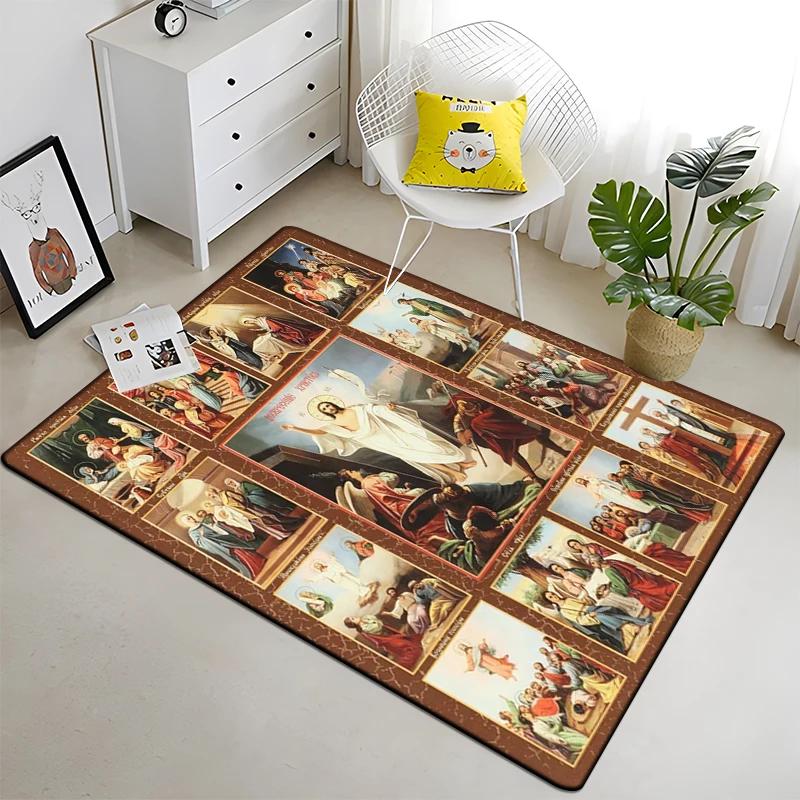 

Ісус Діва Марія Віруючий Молитовний Килимок Віруючий Килим для Вітальні Килими Спальня Декоративний Килимок Протиковзкий Килимки для Йоги Килим 50x80cm