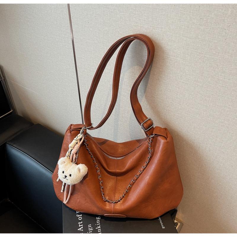 Large-capacity Retro Bag Women's Autumn and Winter New Casual Shoulder Messenger Bag Chain Pleated Tote Bag