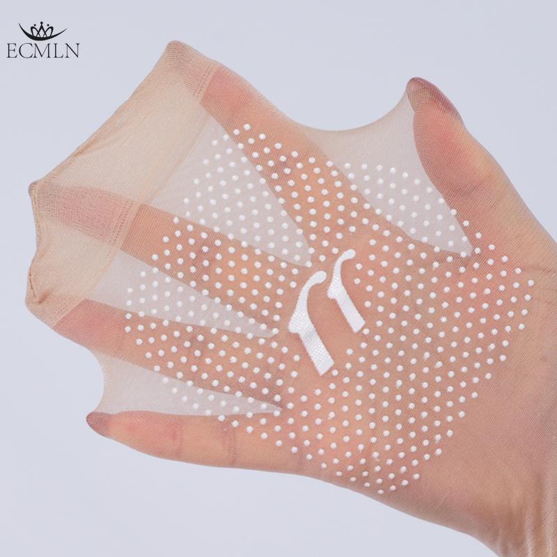 Zestaw 3/5/10 par Damskie krótkie skarpetki jedwabne z silikonowym nadrukiem antypoślizgowym, Niewidoczne, Przezroczyste, Odporne na zaciągnięcia, Masujące stopy