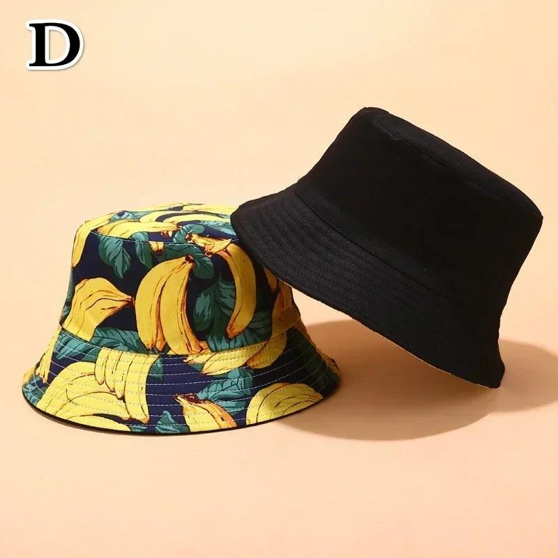 Fashion Summer Double-sided Wear Pineapple Fisherman Hat Unisex Fruit Print Fisherman Cap Leisure Packable Reversible Sun Hats