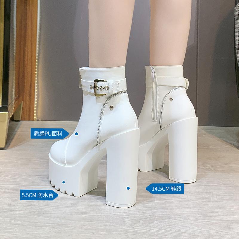 2025 High Waterproof Countertop Zipper Women's Short Boots 15CM Super High Heel Women's Shoes Stage Thick Heel ZYW-831-13