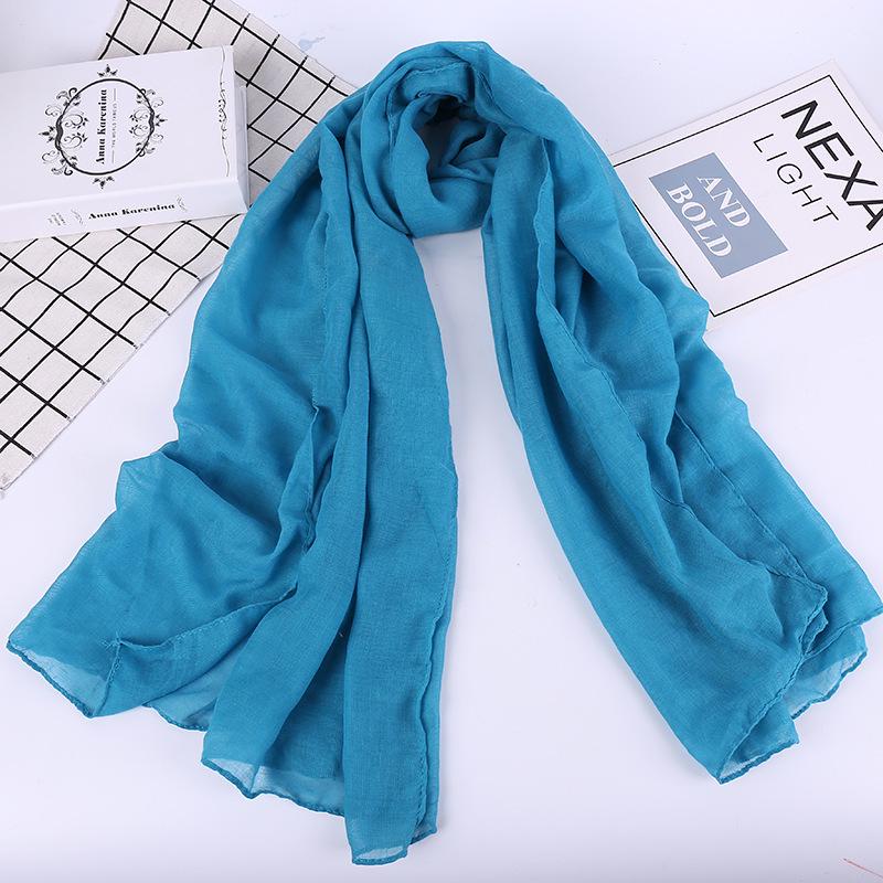A073 High-End Artistic Cotton Shawl - Stylish Solid Color Versatile Long Scarf