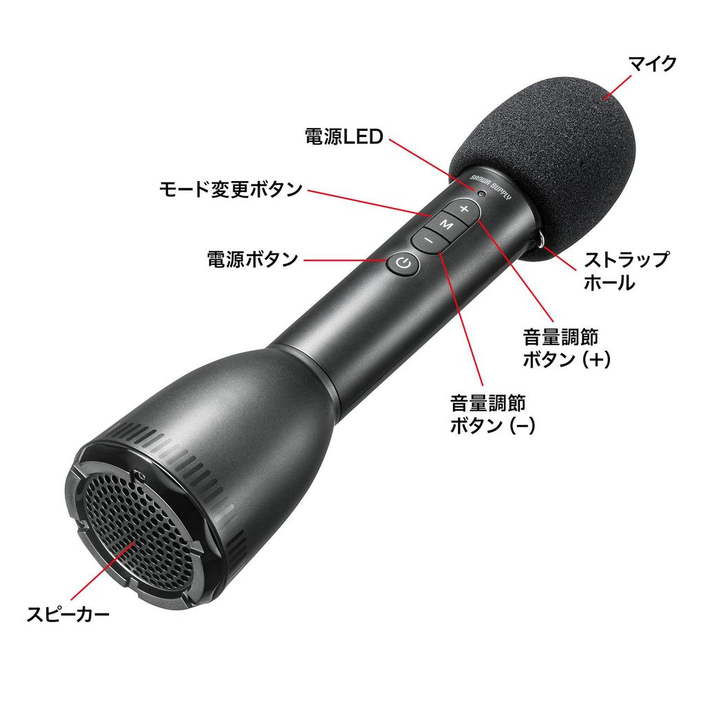 Sanwa Supply Handheld Portable Speaker MM-SPAMP18 Microphone-Type (Bluetooth Compatible)