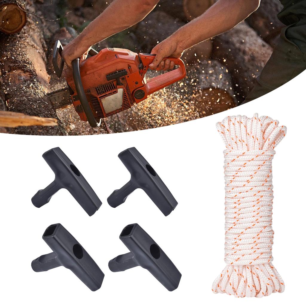 Recoil Starter Rope Pull Cord (4mmx1m) with 4 Pack Starter Handle for Trimmer Lawn Mower Chainsaw Brush Cutter Edger