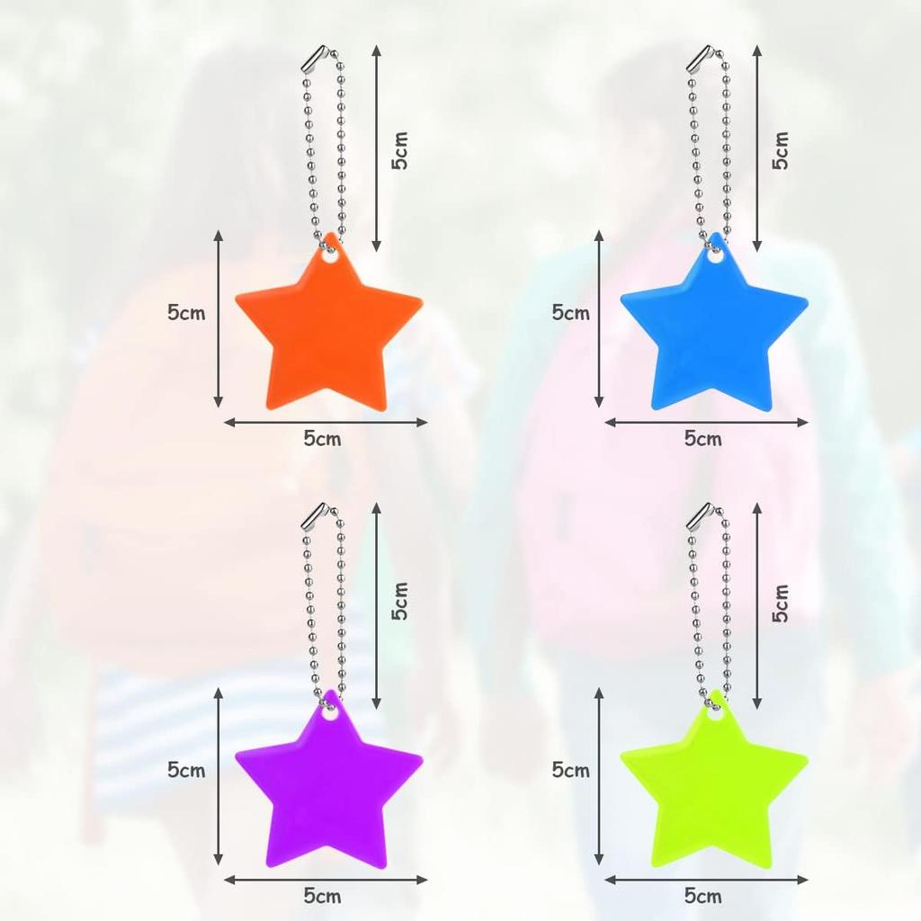 10Pcs Reflective Keychain Pendant with Stars And Gears Child Safety Night Reflectors for Bag Strips And Keyrings
