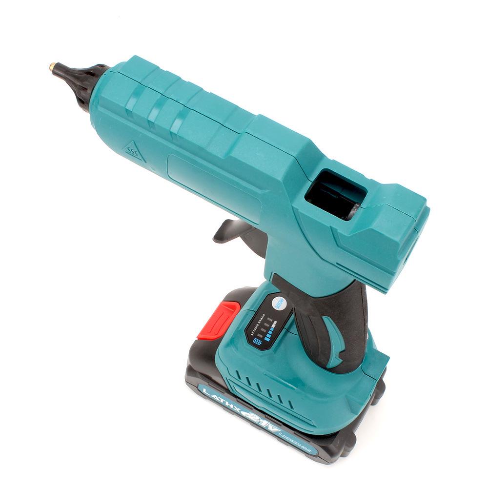 Makita-Style 18V Cordless Hot Melt Glue Gun with Cross-Border Rechargeable Lithium Battery - Compatible with 11mm Glue Sticks for Home Crafts.