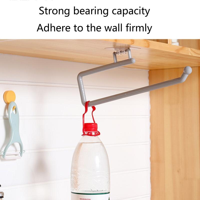 Toilet Paper Holder Wall Mounted Tissue Roll Dispenser Under Cabinets Plastic Wrap Holder Towel Hanger Waterproof