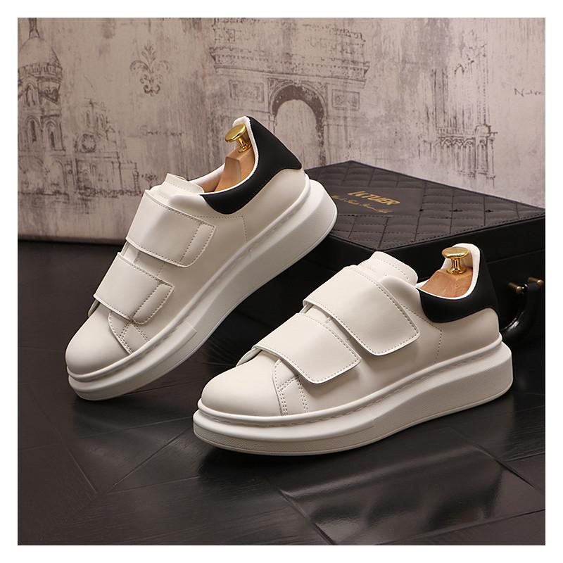 

Fashion Korean style mens casual white shoes designer flats shoe genuine leather platform sneakers youth street footwear zapatos 270 чорний