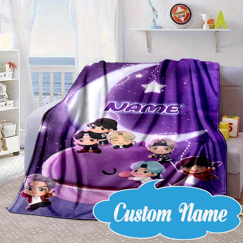 Custom Name Music Friends K-pop Blanket bed sofa Blanket Flannel Blanket for Camping, Hiking, Picnic Essentials,gift for Fan family