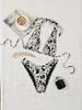 2026 European & American Style Black & White Floral Bikini Set - Sexy Two-Piece Swimwear