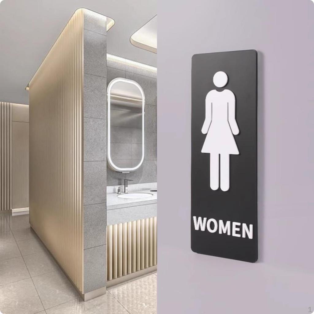WallMounted Restroom Plaque Rounded Corners Black Sign 2418cm