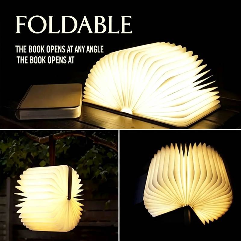 Modern Wooden Foldable Book Lamp With Handcrafted Design For Bedroom Nightlight And Gift