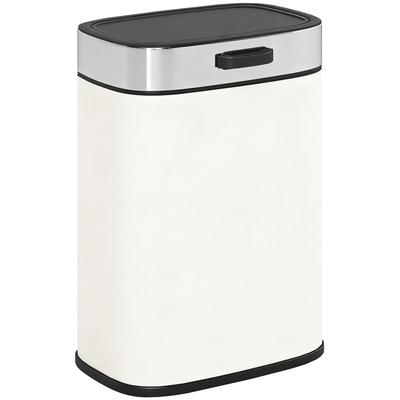 5 L Trash Can, Freestanding or Hanging Placement, Stainless Steel, Cream White