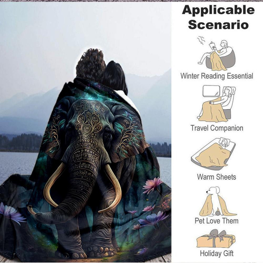 1pc Elephant Artwork Blanket Lightweight Blanket Throw Blanket For Sofa, Bed, Travel, Camping, Livingroom, Office yy251010017