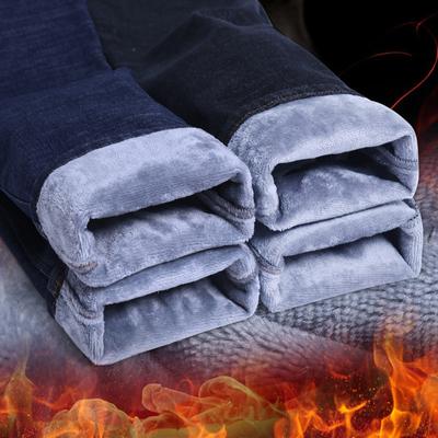 2024 Herrenmode Winterjeans Herren Schwarz Slim Fit Stretch Dicke Samthose Warme Jeans Lässige Fleecehose Herren Übergröße