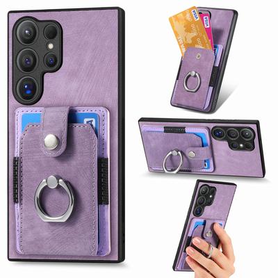 Vertical Cards Solt Wallet Elastic Bag Ring Holder Case For Samsung Galaxy S25 Ultra S24 FE S23 Plus A16 A06 A26 A36 A56 Cover