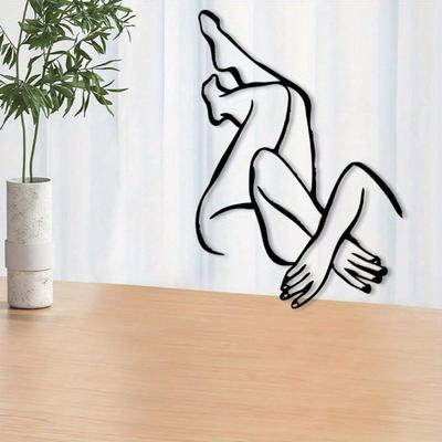 Vintage Female Silhouette Metal Wall Art Powder Coated Iron Sculpture Romantic Bedroom Decor Valentine Gift